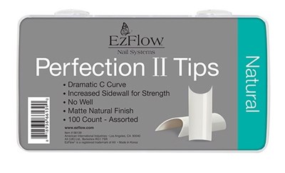 EzFlow Perfection II Natural Nail Tips, 100 шт. - натуральные типсы без контактной зоны, ассорти №1-10 - фото 21097