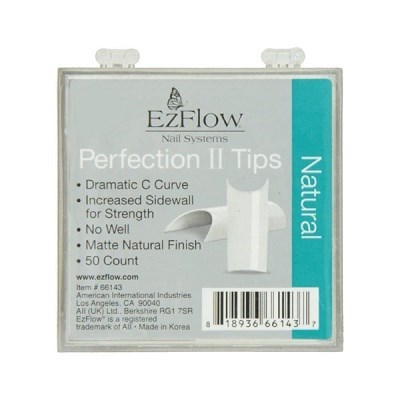 EzFlow Perfection II Natural Nail Tips #1, 50 шт. - натуральные типсы без контактной зоны №1 - фото 21099