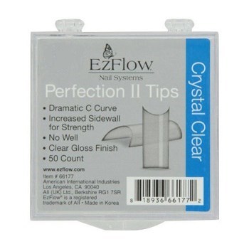 EzFlow Perfection II Crystal Clear Nail Tips #1, 50 шт. - прозрачные типсы без контактной зоны №1 - фото 21111