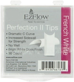 EzFlow Perfection II French White Nail Tips #0, 50 шт. - белые типсы без контактной зоны №0 - фото 21132