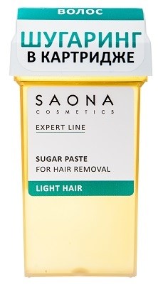 Saona Expert Line Sugar Paste Light Hair, 80 гр.- Мягкая разогреваемая сахарная паста для шугаринга тонких волос, в картридже Саона - фото 27898