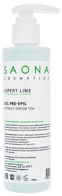 Saona Expert Line Gel Pre-Epil Extract Green Tea, 200 мл.- Гель глубоко очищающий для кожи с экстрактом зелёного чая Саона - фото 27915