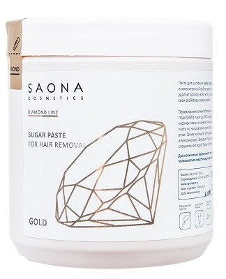 Saona Diamond Line Sugar Paste for Hair Removal Gold, 1000 гр.- Очень мягкая без разогрева, сахарная паста для шугаринга Саона - фото 27947