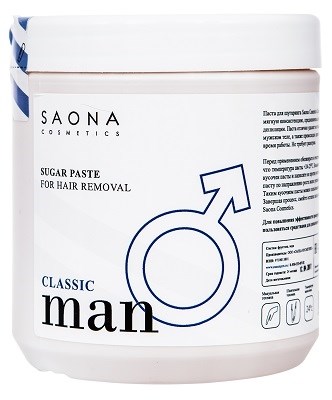 Saona Man Line Sugar Paste for Hair Removal Classic, 1000 гр.- Классическая без разогрева, сахарная паста для мужского шугаринга Саона - фото 27951