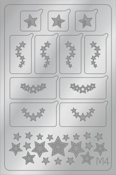 AEROPUFFING Metallic Stickers №M04 Silver  - серебрянные металлизированные наклейки Аэропуффинг М4 - фото 28046