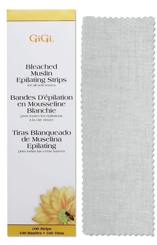 GiGi Bleached Muslin Strips Large, 100 шт. - отбеленные миткалевые полоски для эпиляции, большие 7х22см