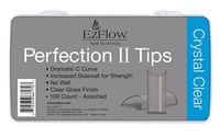 EzFlow Perfection II Crystal Clear Nail Tips, 100 шт. - прозрачные типсы без контактной зоны, ассорти №1-10