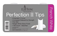 EzFlow Perfection II French White Nail Tips, 100 шт. - белые типсы без контактной зоны, ассорти №1-10