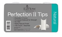 EzFlow Perfection II Natural Nail Tips, 100 шт. - натуральные типсы без контактной зоны, ассорти №1-10