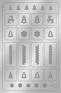 AEROPUFFING Metallic Stickers №M03 Silver  - серебрянные металлизированные наклейки Аэропуффинг М3