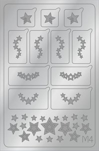 AEROPUFFING Metallic Stickers №M04 Silver  - серебрянные металлизированные наклейки Аэропуффинг М4