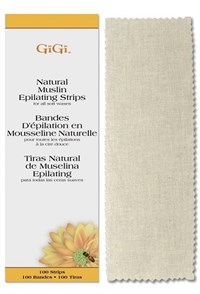 GiGi Natural Muslin Epilating Strips Large, 100 шт. - натуральные миткалевые полоски для эпиляции, большие 7х22см