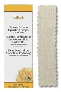 GiGi Natural Muslin Epilating Strips,100 шт. - миткалевые натуральные полоски для эпиляции, мини 2х11см
