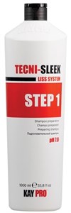 KAYPRO Tecni-Sleek Shampoo Stiratura, 1000 мл. - Подготовительный шампунь для процедуры выпрямления волос, 1 шаг